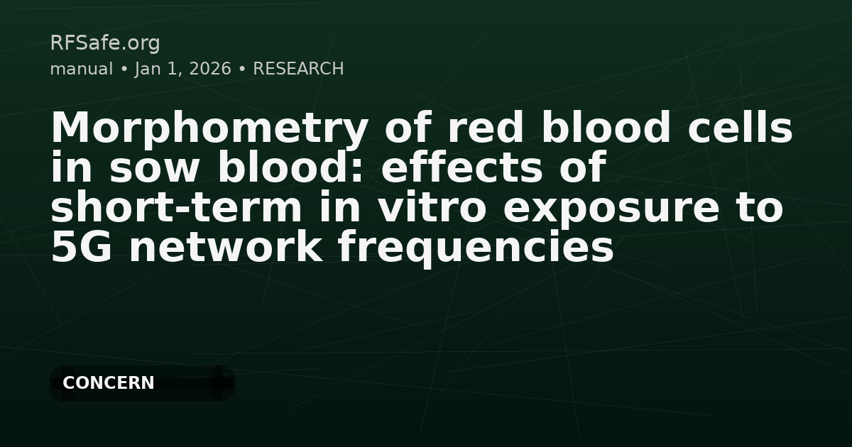 Morphometry of red blood cells in sow blood: effects of short-term in vitro exposure to 5G network frequencies