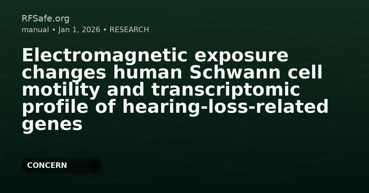 Electromagnetic exposure changes human Schwann cell motility and transcriptomic profile of hearing-loss-related genes