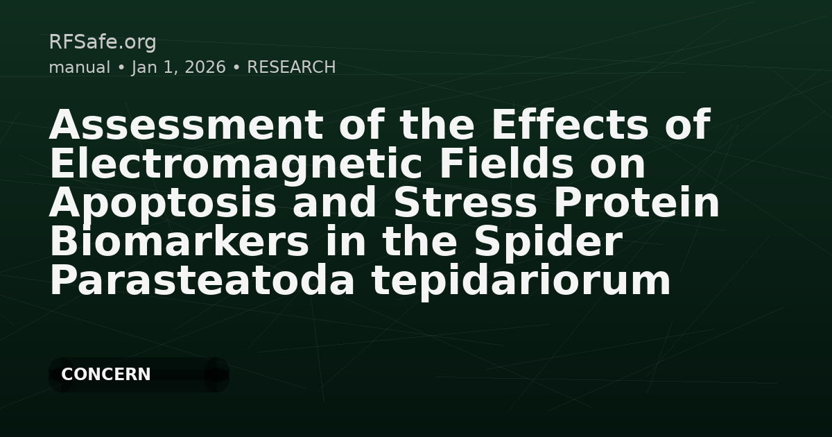 Assessment of the Effects of Electromagnetic Fields on Apoptosis and Stress Protein Biomarkers in the Spider Parasteatoda tepidariorum
