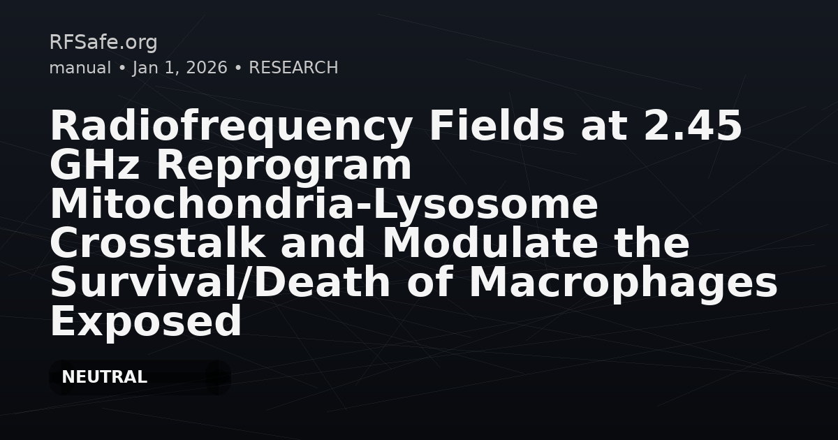 Radiofrequency Fields at 2.45 GHz Reprogram Mitochondria-Lysosome Crosstalk and Modulate the Survival/Death of Macrophages Exposed to LPS and/or the SARS-CoV-2 Spike Protein