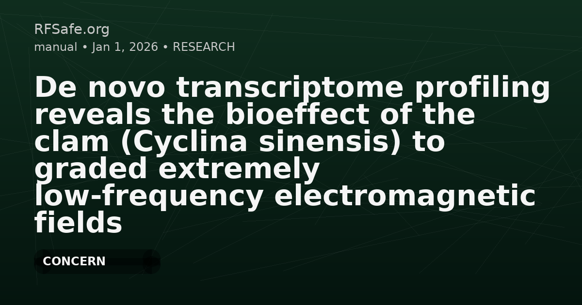 De novo transcriptome profiling reveals the bioeffect of the clam (Cyclina sinensis) to graded extremely low-frequency electromagnetic fields (ELF-EMF, 50 Hz) exposure